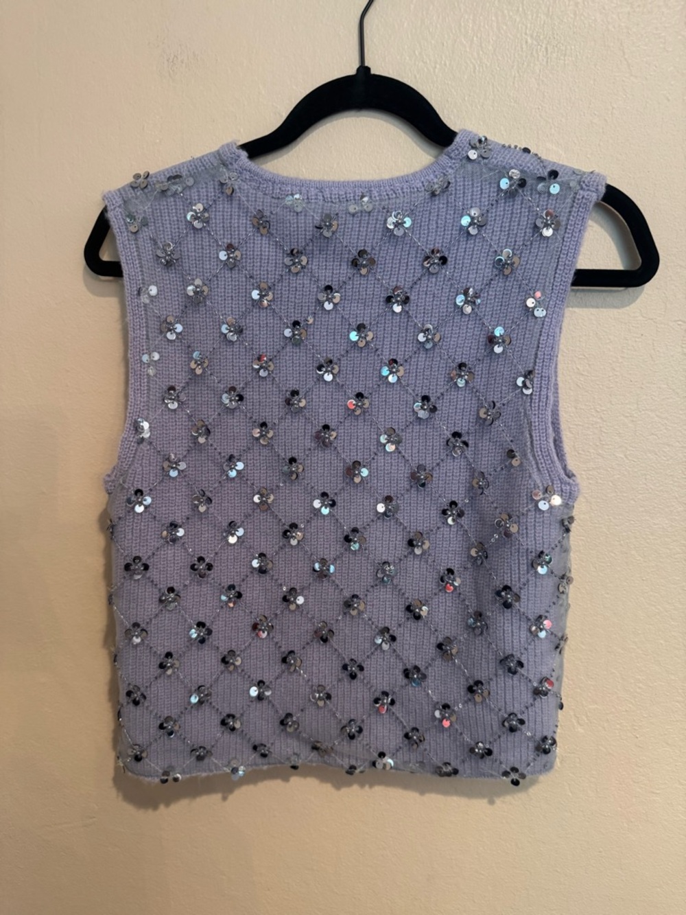 Zara Lavender Sequin Embellished Knit Vest Coachella Vibes, Festival Vibes - Picture 2 of 6